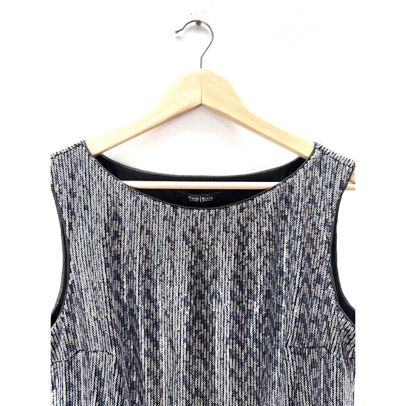 White House Black Market Blue Dress Size L Silver Sequins Party NYE Mini Dress‎ - Picture 3 of 11